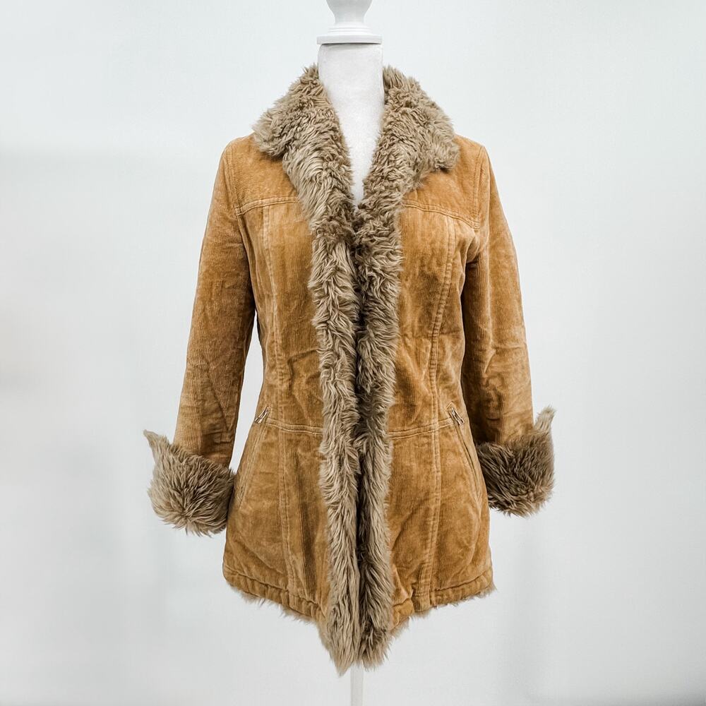 Burberry Jacket Brown Quilted Winter Shearling Coat Ladies Tan Vintage Corduroy